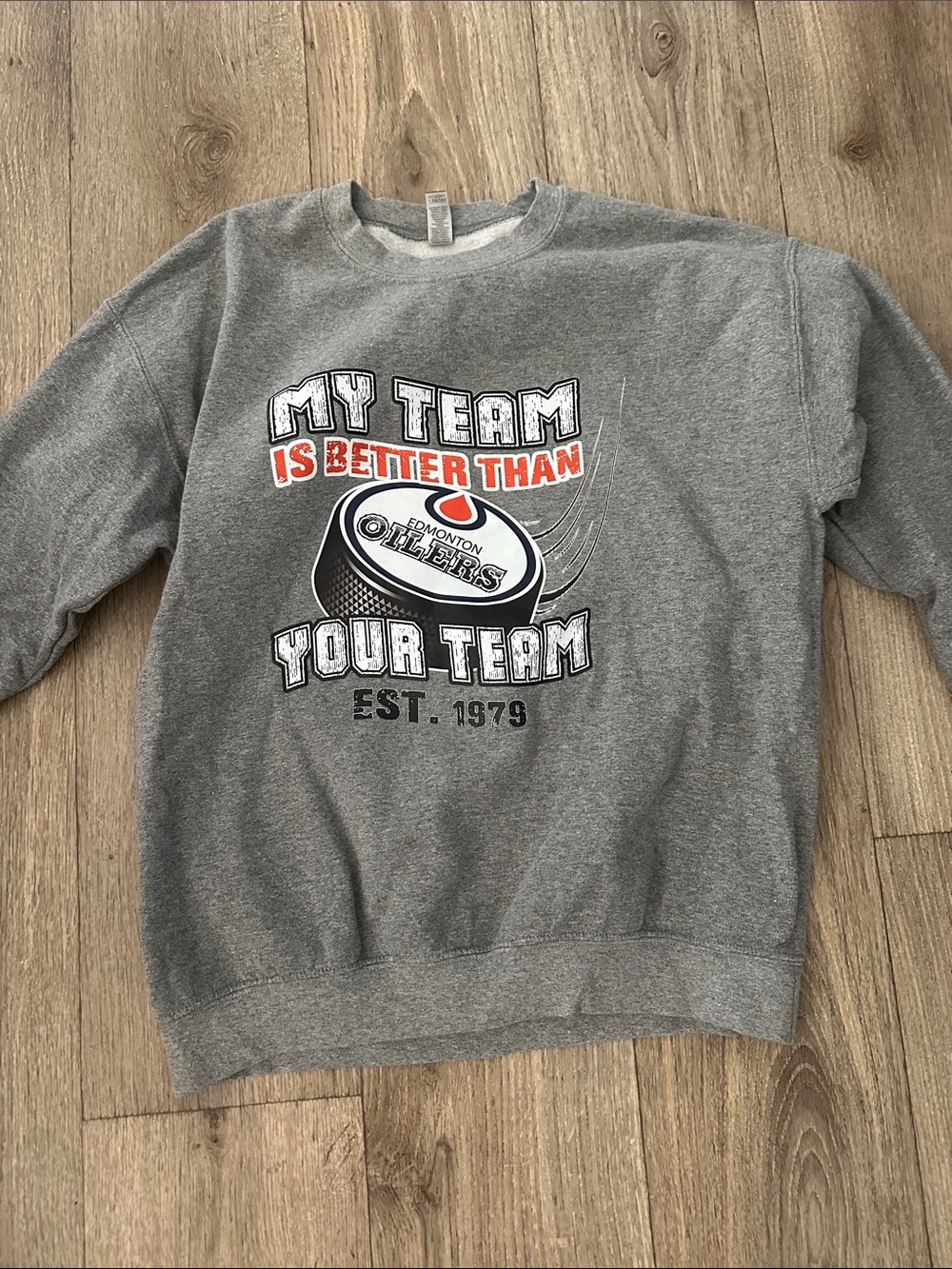 Gray Crewneck Sweatshirt - My Team Is Better Than Your Team
